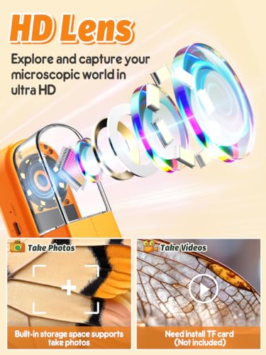 Acoath Microscope for Kids, Bug Catcher, 2.4" IPS Screen Bug Catching Kit - color: Orange