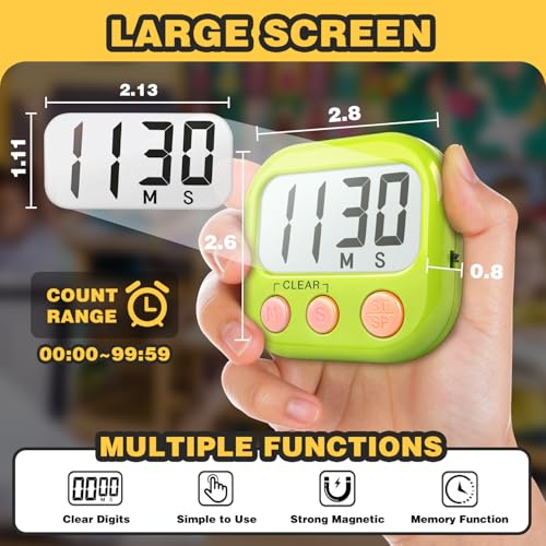 Classroom Timers for Teachers Kids Large Magnetic Digital Timer 4 Pack - color: Blue Green