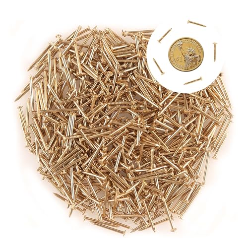 newlng 500PCS Small Nail Round Head Tiny Nails String Art Nails Hand-Made Hardware Accessories Fasteners Mini Nail 1.5 X 15mm/0.06"X0.6"(DXL) Golden - color: Golden1.5*15mm