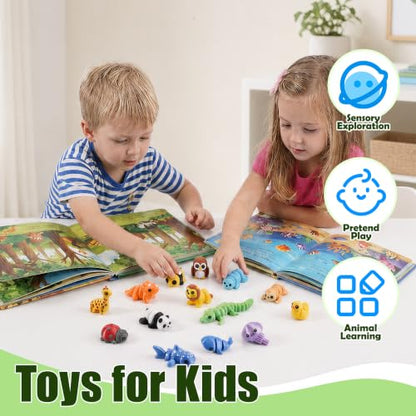 60PCS Mini 3D Printed Animals, Articulated Fidget Toys for Kids - style: 60P Mini Forest Animals