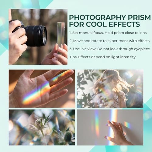 3 Pcs Equilateral Glass Prism, 1",2" & 4" Rainbow Crystal Prisms for Kids, Light Prism for Physics Teaching, Rainbow Maker and Photography