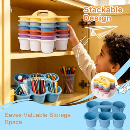 6-Pack Supply Caddy for Classroom with Handle, Macaron Multicolor - color: Pastel Multicolor