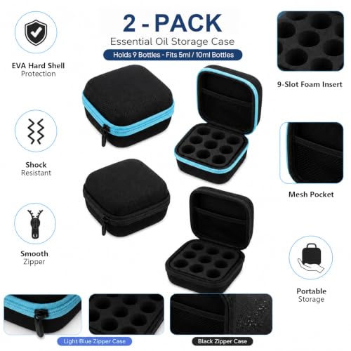 2 Pack Peptide Vial Storage Case Small for Fridge, 9 Slots Vials Holder Cases 10ml Standard for Organizer, Peptides Container for Freezer