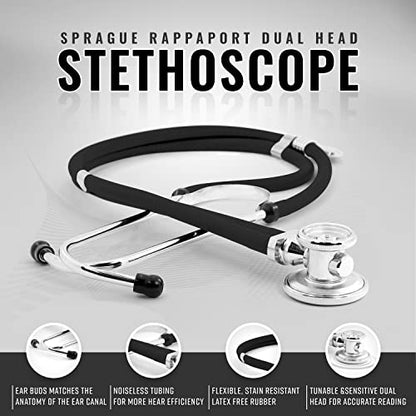 ASA TECHMED Physical Therapy Home Health Aide Comprehensive Kit - Carrying Bag, Blood Pressure Cuff, Stethoscope, Gait Belt - Black - color: Black Kit