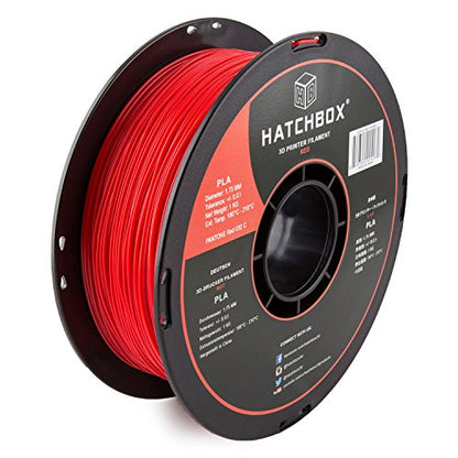 HATCHBOX 1.75mm Red PLA 3D Printer Filament, 1 KG Spool, Dimensional Accuracy +/- 0.03 mm, 3D Printing Filament - color: Red