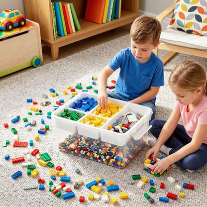 Citylife 17QT 4-Pack Plastic Craft Storage Box Buildable Lid Removable Tray - size: 4 Packs-17 QT