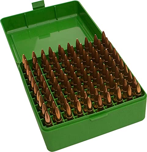MTM Case-Gard RM-100-10 Flip-Top Rifle Ammo Box, 100 Round, Green - color: Green, size: 3.05-Inch