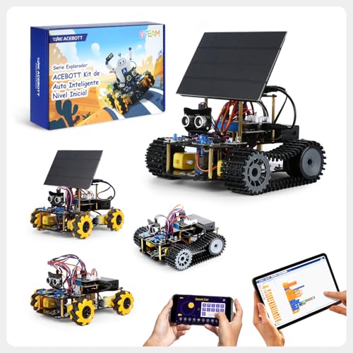 Robot Kit, Robotics for Kids Ages 8-12 12-16, 4-in-1 ESP32 Smart Tank Solar Robot Car for Arduino/Scratch/Python, STEM Science Kit 4WD Remote Control Car Coding Gift Building Toy for Boys Girls Teens