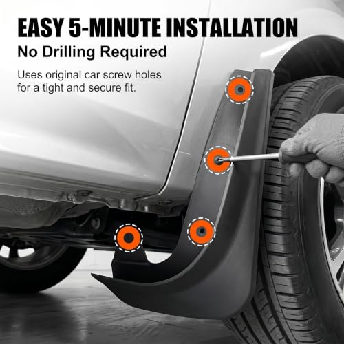 2 PCS Car Mud Flaps, Front Tire Mud Flaps Splash Guards with Screws, Plastic Anti-collision Anti-splash Exterior Protective Accessories, Universal for Most Cars (Black)