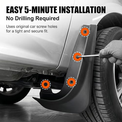 2 PCS Car Mud Flaps, Front Tire Mud Flaps Splash Guards with Screws, Plastic Anti-collision Anti-splash Exterior Protective Accessories, Universal for Most Cars (Black)