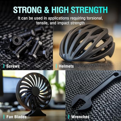 SUNLU 4KG PA6-CF 3D Filament 1.75mm, Heat Deflection Temperature up to 209°C, Made of 80% PA Nylon and 20% Carbon Fibers, Stiff & Strong & Heat Resistant, Frosted Texture, 1kg Spool, 4 Packs, Black - color: 4kg Pa6-cf20 Black (Hex Code: #000000 ), size: N