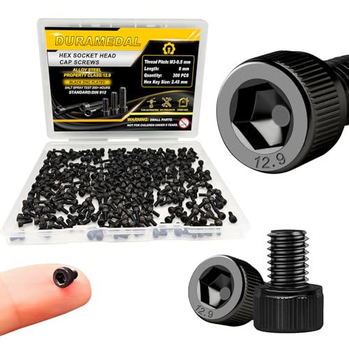 M3x6mm Screws 300pcs Hex Socket Cap 12.9 Steel Black Zinc Fully Thread - size: M3*6mm 300pcs