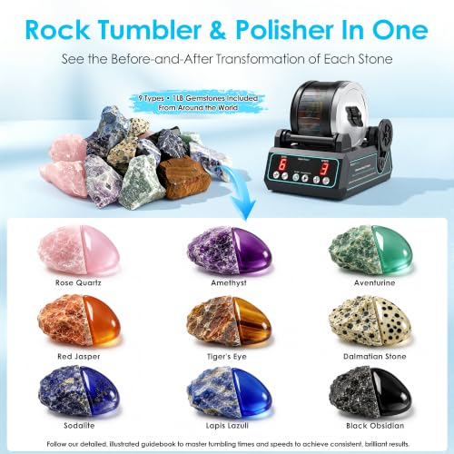 KomeStone K1 Pro Quiet Rock Tumbler Kit for Kids & Adults - color: Blue Outline