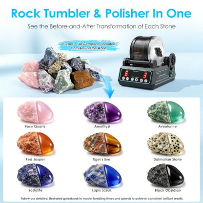 KomeStone K1 Pro Quiet Rock Tumbler Kit for Kids & Adults - color: Blue Outline