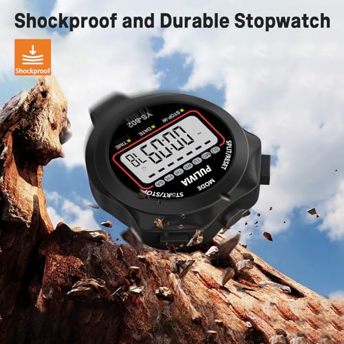 Stopwatch Timer, Digital Stop-Watch for Sports, Black - color: Black
