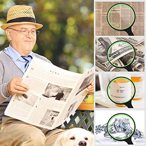 Rongon 10X Handheld Magnifying Glass, 100MM Large Reading Magnifier - color: Green