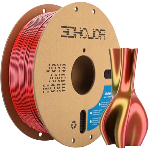 3DHoJor Silk PLA Filament 1.75mm Black Red Gold Triple Color PLA 3D Printer Filament 3 in 1 Coextrusion 1KG Spool(2.2lbs) 3D Printing Filament Dimensional Accuracy +/- 0.03mm - color: Black Red Gold