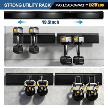 Garage Tool Organizer Wall Mount 49.5", 520lbs Heavy Duty Rack - size: 49.5''-14Pack