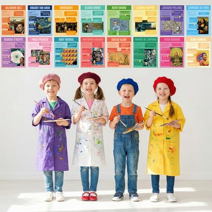 EYxsaxenk Famous Art Poster for Classroom Artist Artwork Educational Poster - color: 16 Pcs Artist