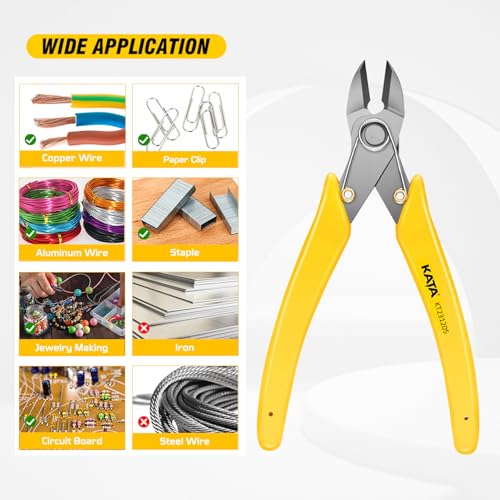 KATA 6" Wire Cutters, Stainless Steel Flush Cutters for Crafts, Electronics - color: 6 Inch