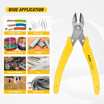 KATA 6" Wire Cutters, Stainless Steel Flush Cutters for Crafts, Electronics - color: 6 Inch