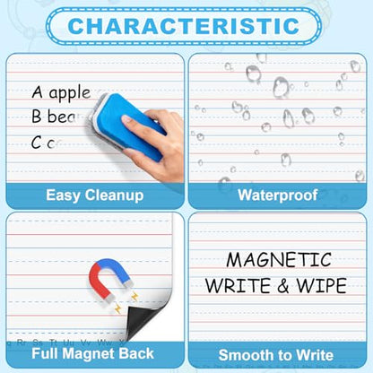 Magnetic Handwriting Paper for Whiteboard – 17" x 23" Large Primary Lined Dry Erase Sheet, Reusable Giant Writing Notebook Poster for Classroom, Teacher Resource for Kids Learning & Early Writing