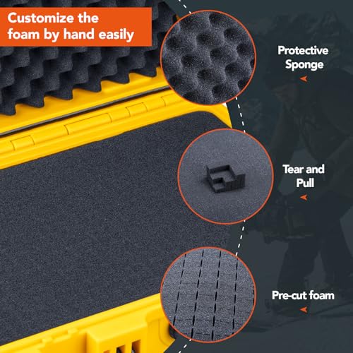 Lykus HC-3310 Waterproof Hard Case with Foam, Inner Size 11.73*7.17*4.53in - color: Yellow, size: HC-3310