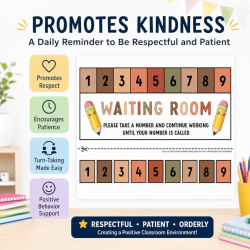 Andaz Press Boho Teacher Waiting Room Sign, Please Take a Number Classroom Poster for Student Management, Teacher Waiting in Line System, Behavior Management Visual Aid, 8.5x11 Thick Cardstock - color: Boho Teacher Waiting Room Sign