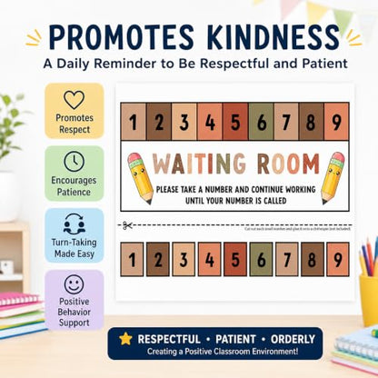 Andaz Press Boho Teacher Waiting Room Sign, Please Take a Number Classroom Poster for Student Management, Teacher Waiting in Line System, Behavior Management Visual Aid, 8.5x11 Thick Cardstock - color: Boho Teacher Waiting Room Sign