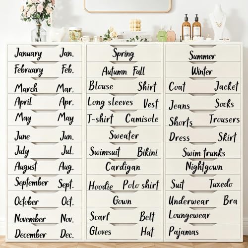 Monthly Labels for Clothes Month Seasonal Organizer Stickers for Drawer Bin - color: Monthly Labels