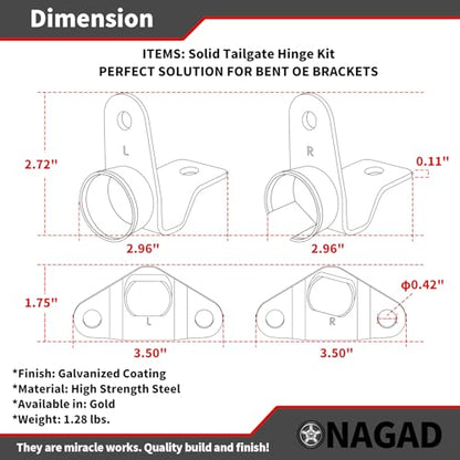 Tailgate Hinge Kit for 1999-2007 Chevy Silverado GMC Sierra 1500 2500 3500 - color: Gold