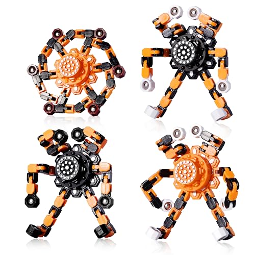Halloween Toy Gifts for Kids Transformable Fidget Spinners for Adults Stress Relief Sensory Toys for Boys and Girls Fidget Toys Black Orange Halloween Party Decorations - style: 4PC-Orange&Black