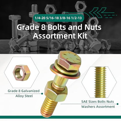 772 Pcs Grade 8 Bolt and Nuts Assortment Kit