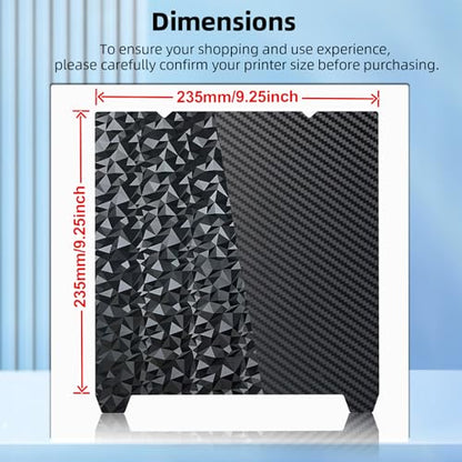 IdeaFormer-3D K1 K1C PEO PET Build Plate, Smooth PEO PET Spring Steel Bed Plate No Magnetic Build Plate 235x235 mm for Creality K1/K1C/K1 SE/Ender 3 S1/Ender 3 V3 SE/KE/Ender 3 V2/Ender 5 S1 - color: Diamond PEO+Carbon Fiber PET