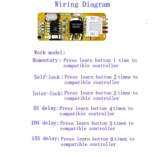 Micro Wireless Relay Switch, Momentary 433MHz RF DC 3.3-12V 5V - color: Mometary 433MHz