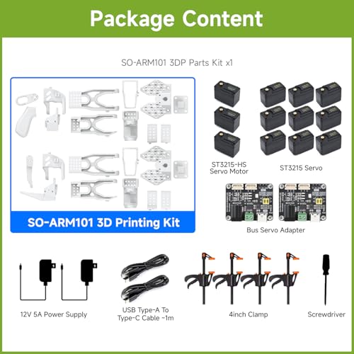 Waveshare SO-ARM101, Open-Source 6-Axis Robotic Arm, Native Support for Hugging Face LeRobot, High-Torque Bus Servo, Photosensitive Resin 3D-Printed Parts, 3DP Parts KIt