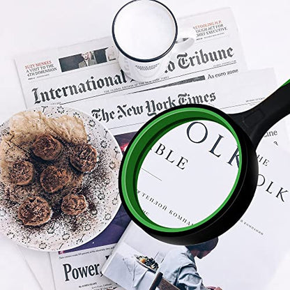 Magnifying Glass 10X Handheld Reading Magnifier Non-Scratch Glass Lens