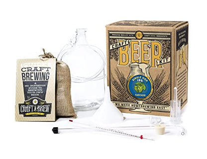 Craft A Brew - Single Hop IPA (Cascade) - Beer Making Kit - Make Your Own Craft Beer - Complete Equipment and Supplies - Starter Home Brewing Kit - 1 Gallon
