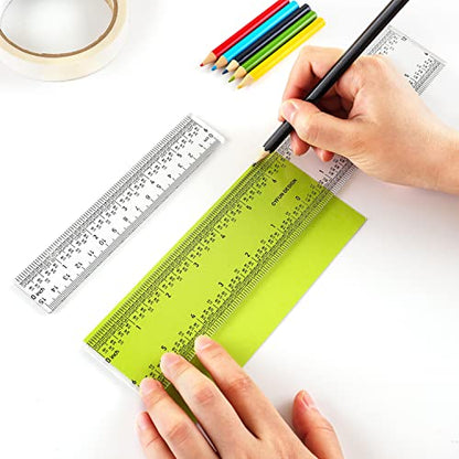 5PCS 6''/12 '' Acrylic Clear Edge Rulers T-Square Ruler, inches and Metric Zero-Centering, T Square Ruler Transparent,for Crafting Drafting and General Layout Work Art Framing & Drafting Scrapbooking - color: 5 PCS Clear Acrylic Ruler