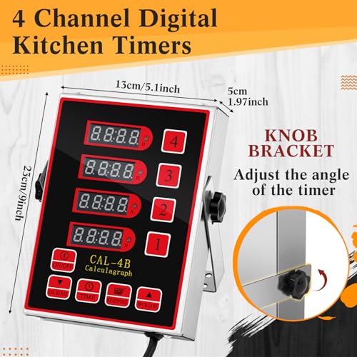 Relaxweex 1 Pack Commercial Digital Kitchen Timer for Cooking, 4 Channel - color: Black, size: 4 Channel