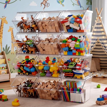 Yerliker 36 Pcs Clear Stackable Storage Bins with Lids for Pantry