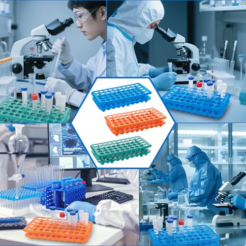 Test Tube Rack, Tube Holder with Silicone Pad, Blue, Pack of 1