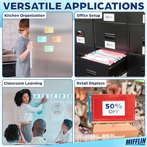 Mifflin-USA - Index Card Holder - 3x5”, 30 Pack - Clear Self-Adhesive Pockets - Label Holders for Organizing Storage Bins & Containers - Plastic Sleeves for Protecting Cards & Labels - size: 5x3" (Pack of 30)