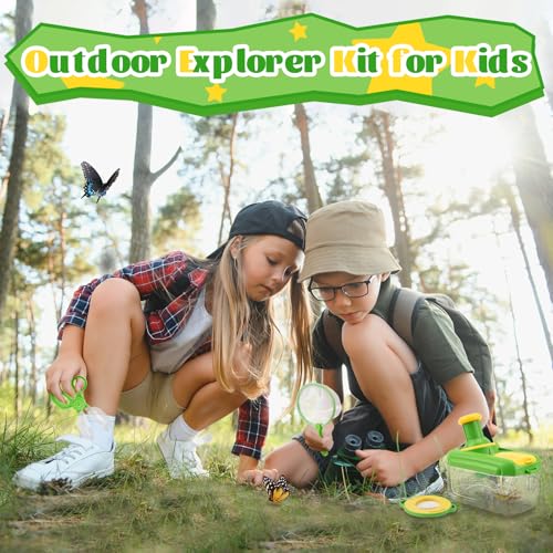 Bug Catcher Kit for Kids - Outdoor Explorer Kit Insect Catching Toys Nature Adventure Set for Boys 3 4 5 6 7 8 Year Old(Green & Pink)