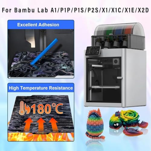 Smooth Dual-Sided PER Build Plate for Bambu Lab X2D/X1/X1C/X1E/P1P/P1S/P2S/A1, Wood Grain + Water Ripples Pattern Spring Steel Plate Effect Sheet for Bambu 3D Printers 256x256mm - color: Per (Water Ripples+wood Grain)