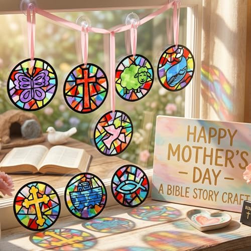 Eersida 32 Pcs Christian Suncatcher Craft Kit,Religious DIY Crafts Decor - style: Easter Religious