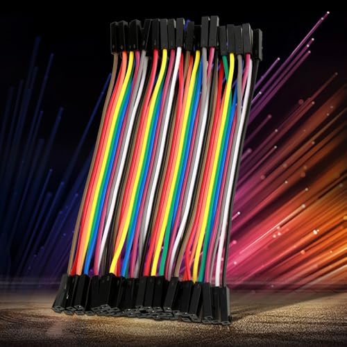 5Pcs 40pin Female-to-Female Jumper Wires 10cm 24AWG Copper Colorful Ribbon Cables for Breadboard, PCB Projects
