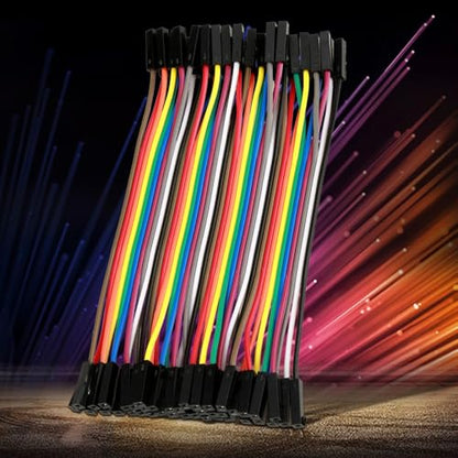 5Pcs 40pin Female-to-Female Jumper Wires 10cm 24AWG Copper Colorful Ribbon Cables for Breadboard, PCB Projects