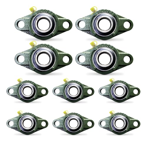 UCFL205-16 Pillow Block Bearing Pack of 10 Flange Mounted Pillow Block Bearings Chrome Steel Bearings with 1" Bore - size: UCFL205-16-10PCS