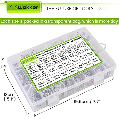 24 Size M2 M3 M4 M5 Hex Button Head Cap Screw Bolts and Nuts Kit, 8mm to 25mm, 304 Stainless Steel Nuts and Bolts Assortment Kit Metric Machine Screws 8/10/12/16/20/25mm, Silver - size: F. M2 M3 M4 M5